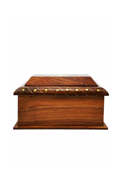 Siner Torque Rectangular Wooden Box - Brass Fastener Hand Embroidered