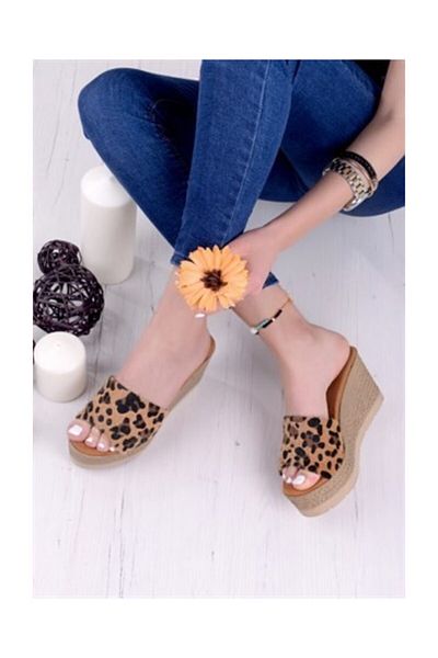 Taran Παντόφλες Almira Leopard Wedge Heel