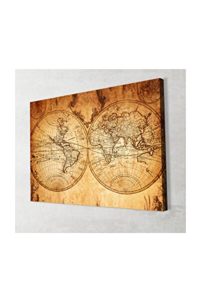 ARTAS Doğu ve Batı Dünya Haritası Kanvas Tablo 50x70cm
