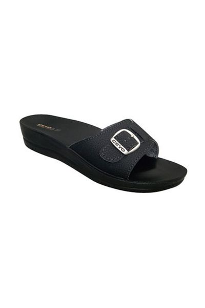 Ceyo Black Minerva - Orthopedic Women's Slippers with Buckle