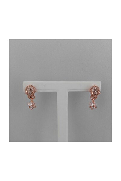 MODAMUGO Zirkon Taşlı Pirinç Küpe Boğa Başlı Model - Rose