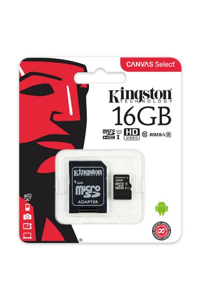 Kingston بطاقة ذاكرة MicroSD سريعة القراءة بسعة 16 جيجابايت SDCS/16 جيجابايت فئة 10 80 ميجابايت/ثانية من Canvas Select