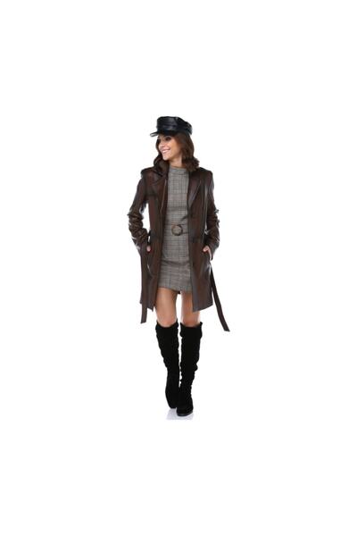 Dericlub Yb-060 Gerçek Deri Kadın Trençkot