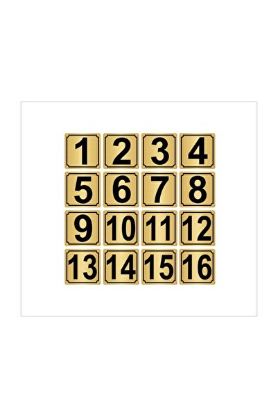 Özarslan Dizayn باب معدني، طاولة، خزانة رقم 5 سم × 5 سم 16 قطعة (1…16) معدن ذهبي اللون