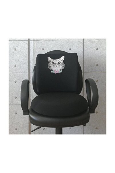 Officekup Meraklı Kedi Visco Bel Yastığı Ve Visco Oturma Minderi 2'li Set - Siyah