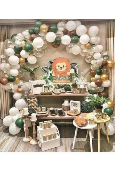 PARTİCİM SÜS EVİ Safari Concept Balloon and Balloon Chain 100 Metallic Balloons