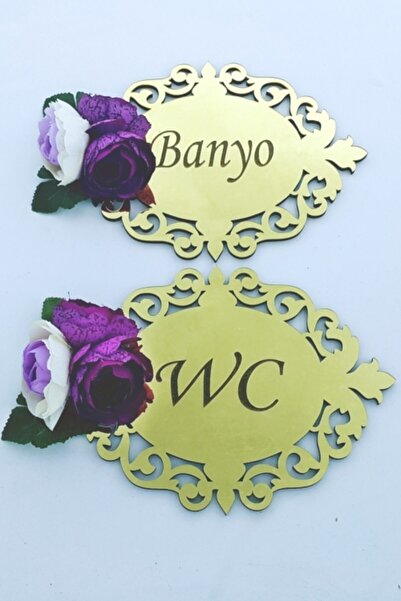 Syz Tasarım Gül Süslemeli Pleksi Banyo & Wc Kapı Süsü