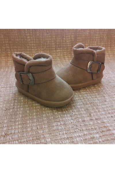 GEZER Unisex Bebek Kahverengi Ortopedik Kürklü Panduf Günlük Ev Botu Behtah Kundura