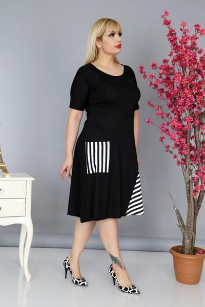 Mezura Γυναικείο Μαύρο Φόρεμα Βισκόζης Plus Size