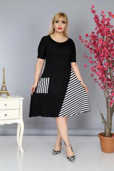 Mezura Γυναικείο Μαύρο Φόρεμα Βισκόζης Plus Size