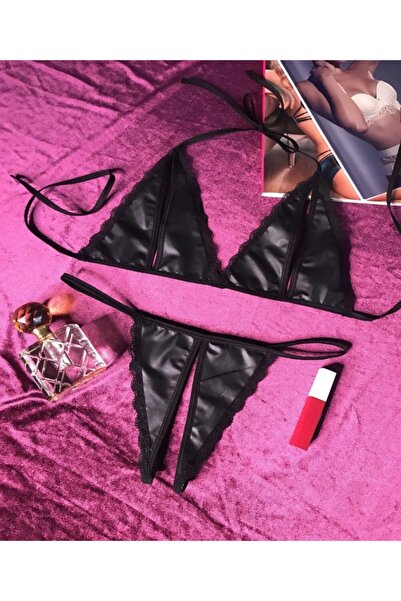 Top Step Kadın Siyah Kapsız Dantel Sütyen Takımı