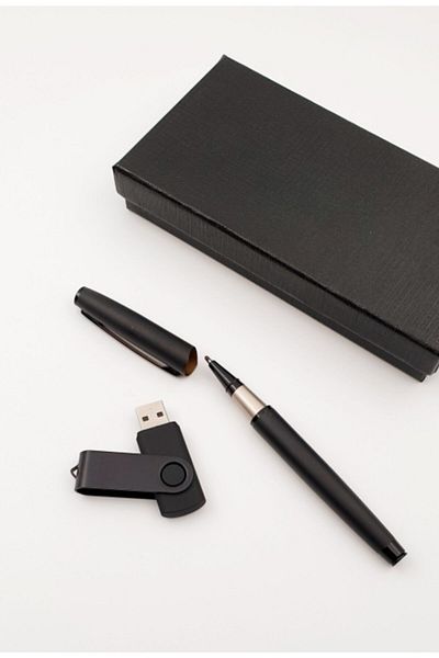 tahtakaledeyiz Black Rollerball Pen and USB Memory Set 16 Gb