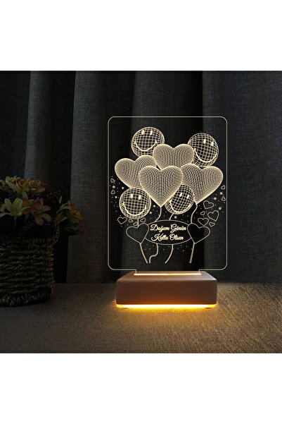 Vipyol Doğum Günü Hediyesi 3d Lamba Emoji Kalpler Çocuk Odası Gece Lambası