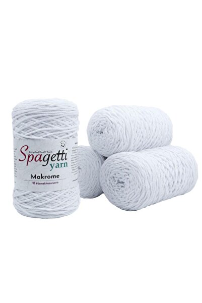 Spagettiyarn Beyaz Makrome Ip - 4'lü Set