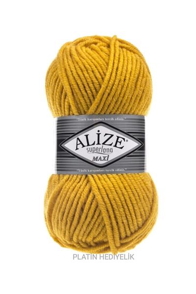 Alize (5 τεμάχια) Superlana Maxi Χειροποίητα Πλεκτά Νήματα Γιλέκο Ζακέτα Σκέτο Πουλόβερ Νήματα 02 Σαφράν