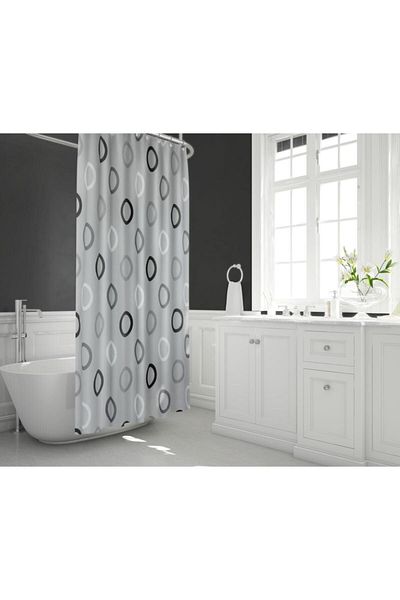 Zethome Κουρτίνα μπάνιου Zethome 5033 Διπλό Φτερό Γκρι 2x120x200
