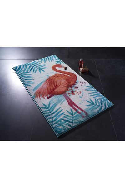 Confetti Flamingo 50X57 Turquoise Bathroom Rug
