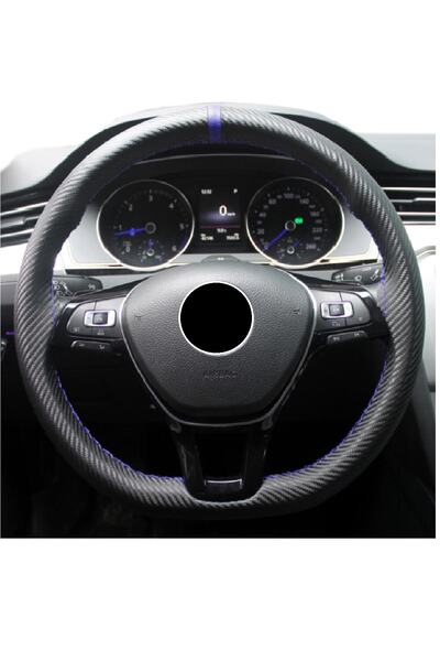 GARDENAUTO Mazda 3 Sedan 2009-2013 Karbon Direksiyon Kılıfı Mavi Yüzüklü