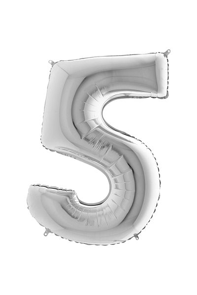 Huzur Party Store 100cm Large Foil Balloon 40 Inc Silver Number 5