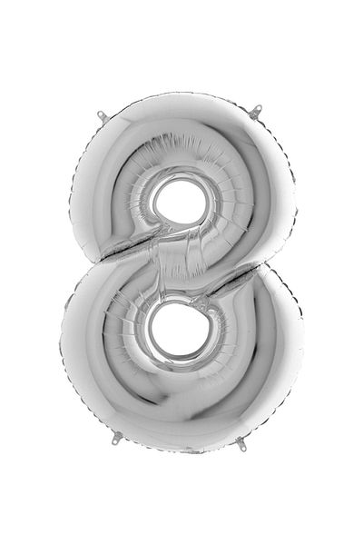 Huzur Party Store 100cm Large Foil Balloon 40 Inc Silver Number 8