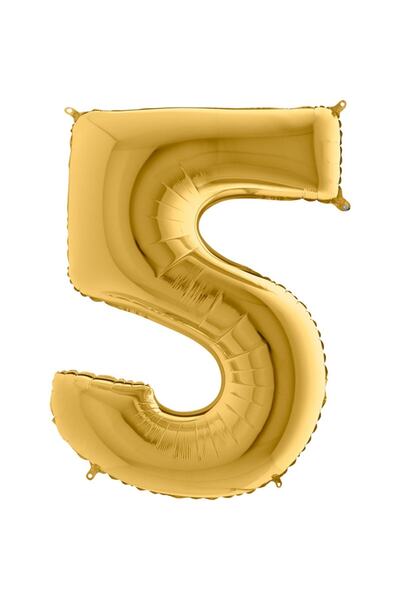 Huzur Party Store بالون فويل كبير مقاس 100 سم، 40 Inc، ذهب أصفر، رقم 5