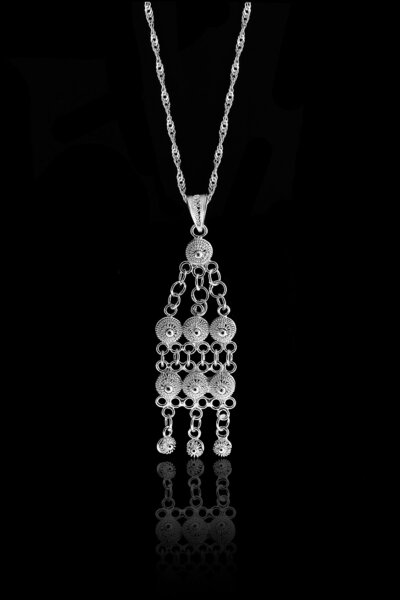 Doğan Silver Kadın Püsküllü Telkari Işlemeli Gümüş Kolye Dgn20586