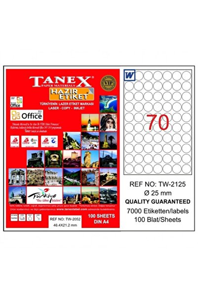 Tanex Tw-2125 Laserska etiketa, okrugla, 25 mm, Tw2125las10100