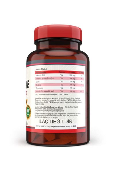Nevfix Coenzyme Q10 200 Mg 120 Tablets Resveratrol Grape Turmeric Carrot