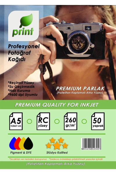 PRİNT Epson L3111 Fotoğraf Kağıdı Premium Parlak 260 gr A5 (15X21) 25 Yaprak