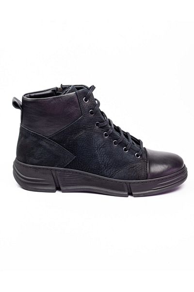 JAMES FRANCO 5764 Black Leather Men's Boots Black-44
