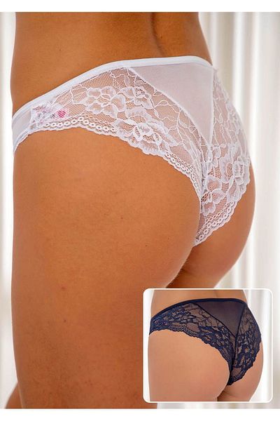 Siyah İnci White-dark blue 2-pack Lace Lycra Panties