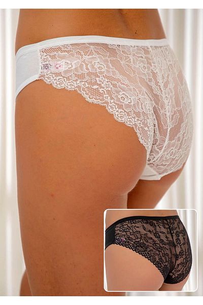 Siyah İnci Ecru-black 2-pack Lace Cotton Lycra Panties