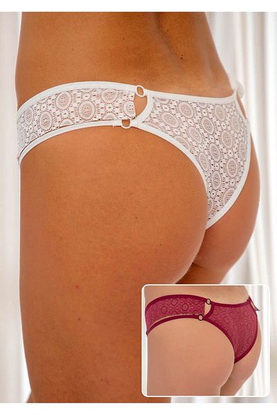 Siyah İnci Ecru-burgundy 2-pack Lace Lycra Panties