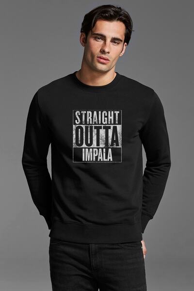 QIVI Pubg Straight Outta Impala Printed Black Men's Knitted Sweatshirt Long S...