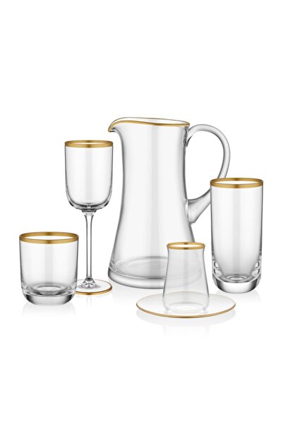 Glore 61 Parça Parlak Altın Sofra Takımı