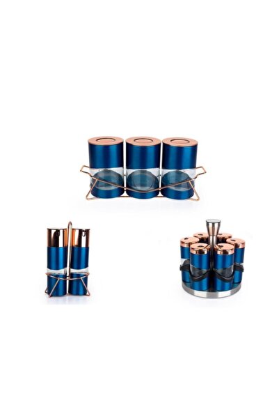 ACAR Lacivert Bakır 14 Parça Mutfak Seti