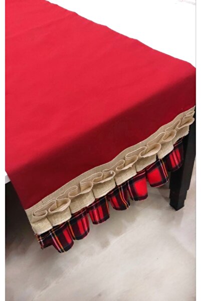 Çengelli İğne Hasır Ekose Pileli Kırmızı Runner