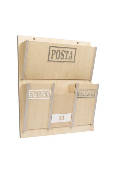 SELENA Ahşap Ortak Fatura Ve Posta Kutusu Akça