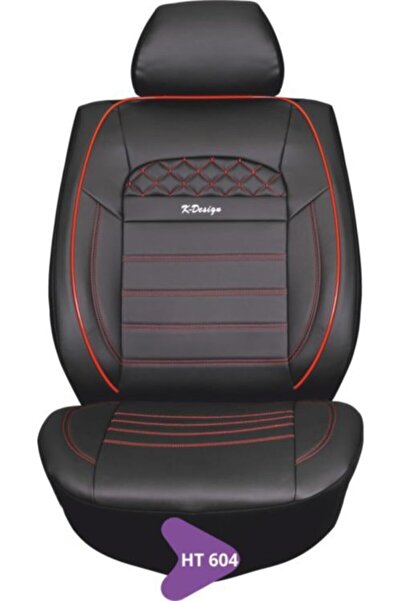 K-Design KAREN DERİ KOLTUK KILIFI SERİSİ SİYAH-KIRMIZI İP HT604 Uyumlu