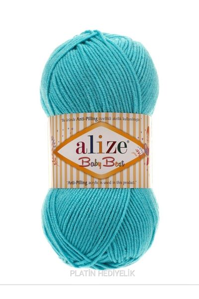 Alize 5 قطع بيبي بيست 287 خيوط محبوكة يدويًا باللون الفيروزي سترة صوفية وشاح سترة غزل أحذية أطفال