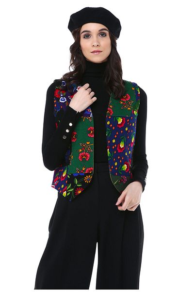 İna Patchwork Winter Short Vest from Divitin Flannel
