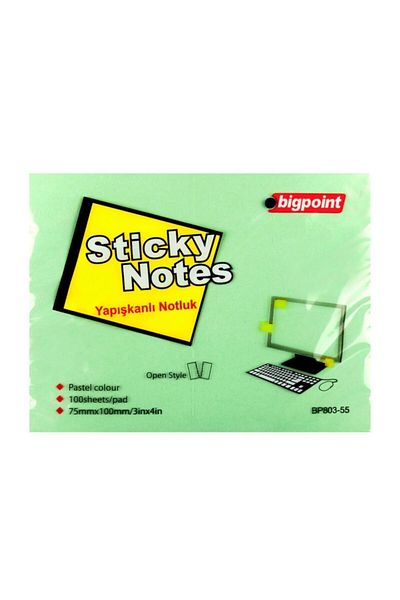 Bigpoint ورق ملاحظات أخضر - لاصق 75 × 100 مم