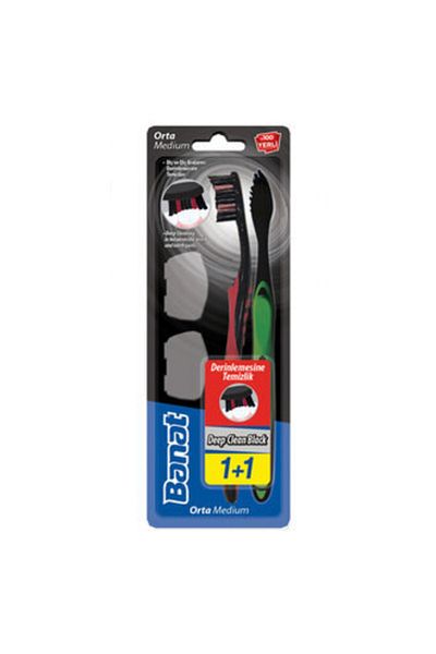 Banat Deep Clean Black 1+1 Adult Toothbrush