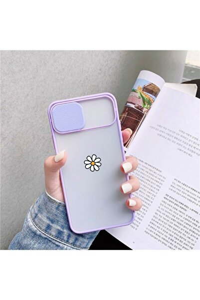 mooodcase Iphone 11 Pro Max Papatya Desenli Kamera Korumalı Lila Telefon Kılıfı