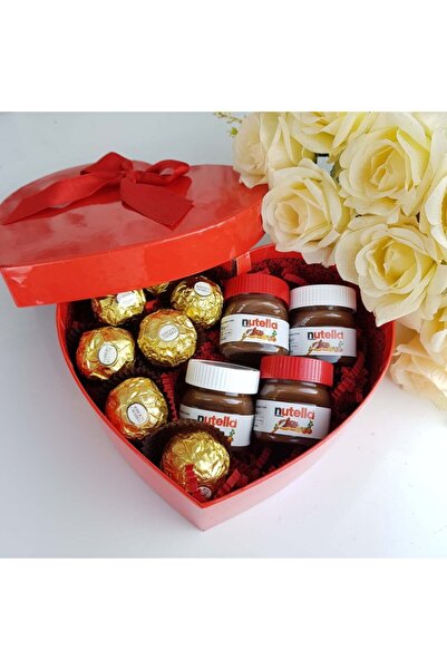 Hediyeiste Sevgiliye Hediye Mini Nutella Ferrero Çikolata Sepeti