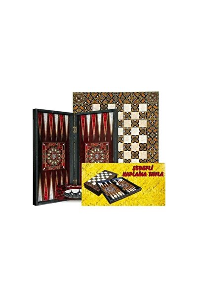 MOBGİFT Sedef Ahşap Kaplama Tavla - Büyük Boy