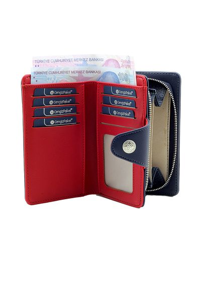 CENGİZ PAKEL Medium Size Navy Blue-red Wallet