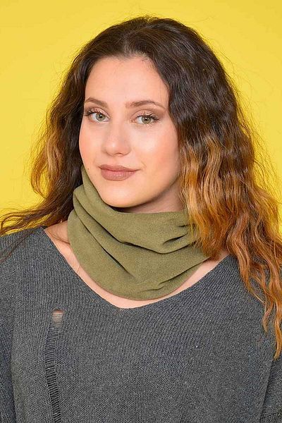 lovebox Women's Khaki Fleece Beret Neck Collar That Can Be Used in Two Different Ways