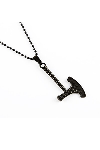 Kusakli Men's Black Axe Figured Necklace