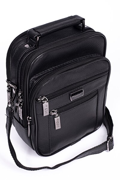 Moda Çanta حقيبة كتف من الجلد الصناعي باللون الأسود للرجال Bu-50